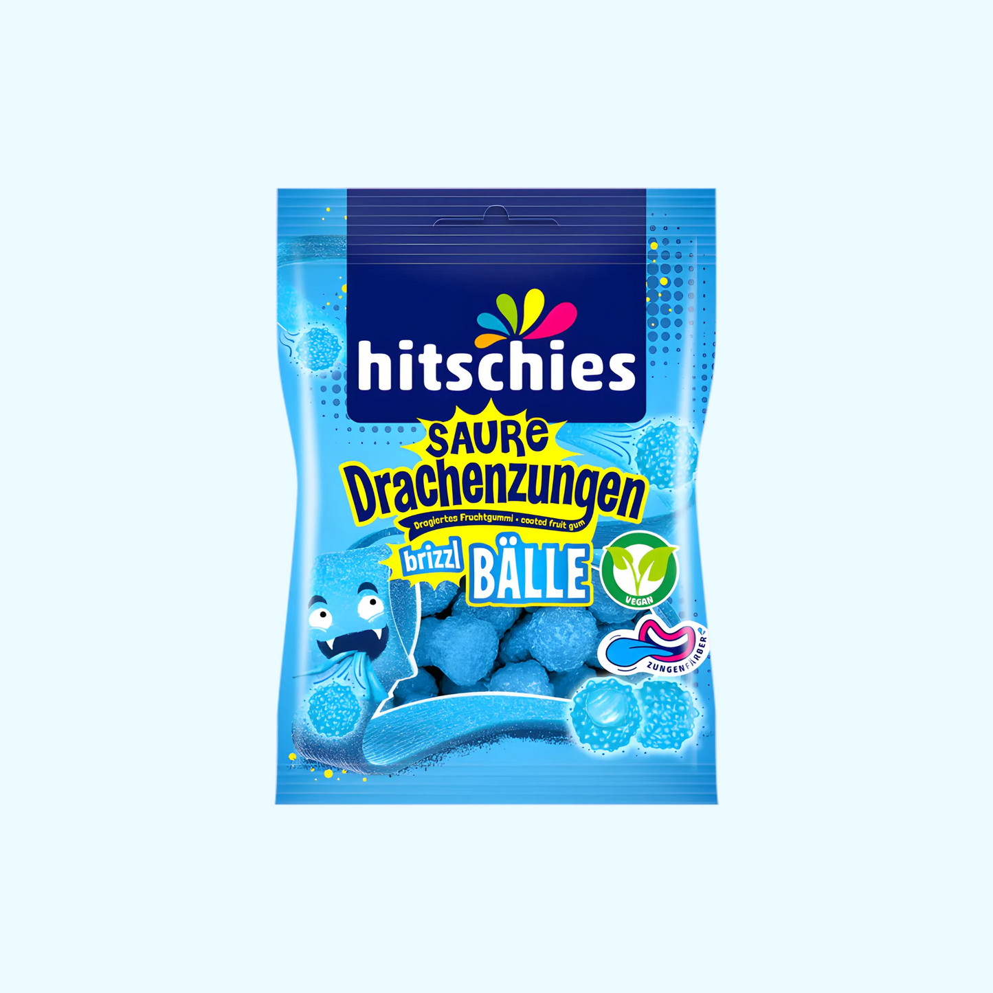 hitschies Saure Drachenzungen brizzl Bälle blau 100g - SNACKS24.AT