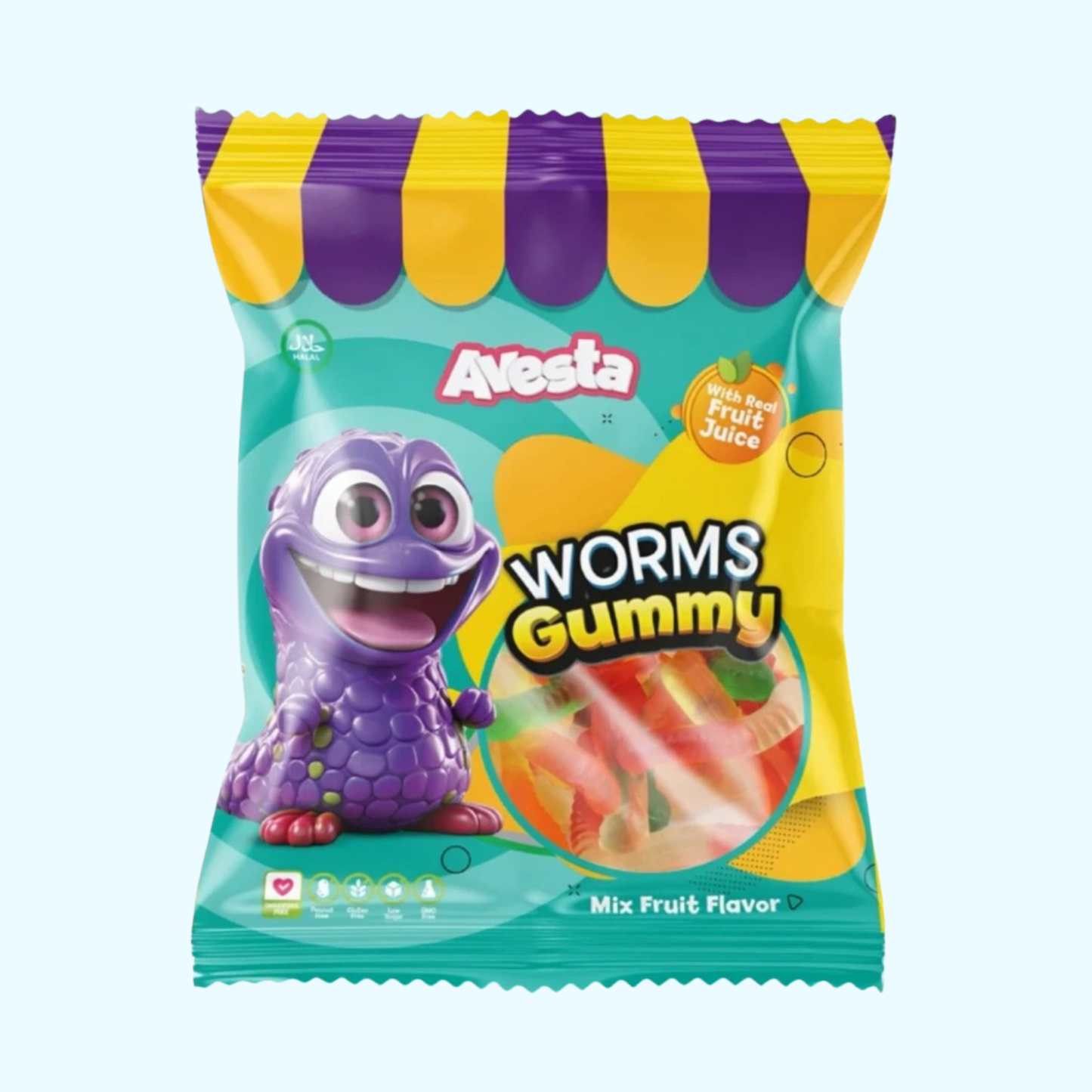 Avesta Halal Worms Gummy - Mix Fruit Flavour 80g kaufen | KroStore