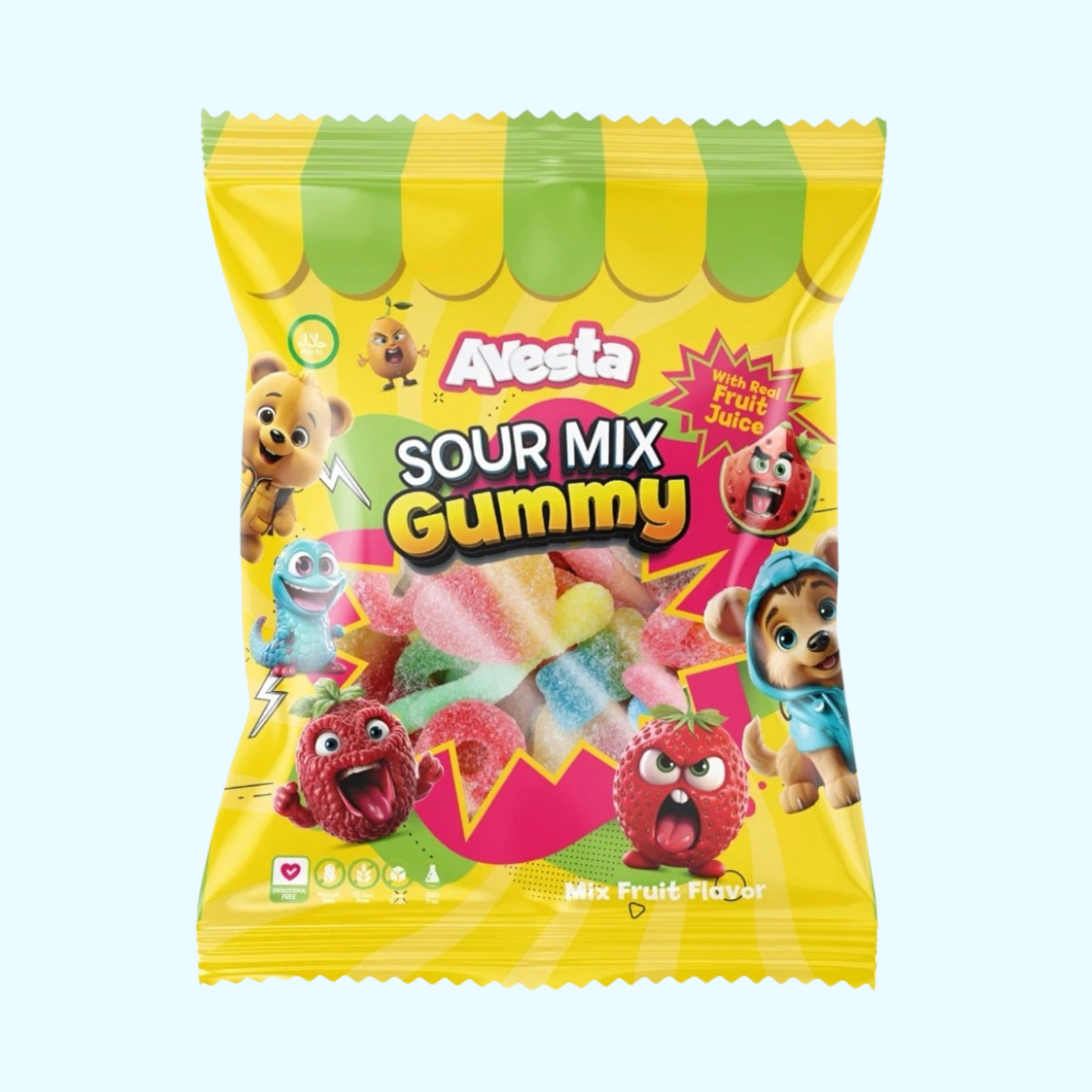 Avesta Halal Sour Mix Gummy - Mix Fruit Flavour 80g kaufen | KroStore