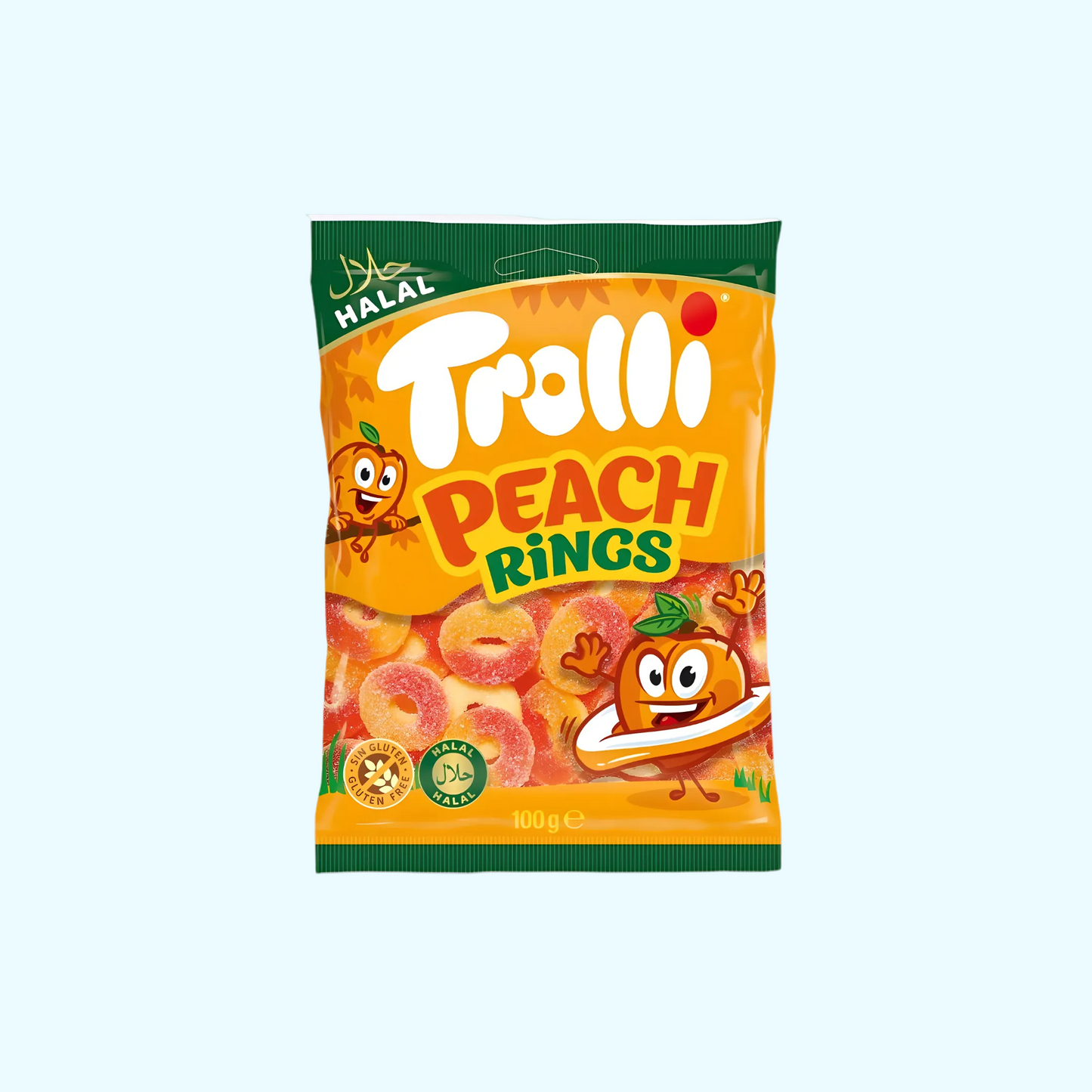 Trolli Halal Peach Rings 100g - SNACKS24.AT