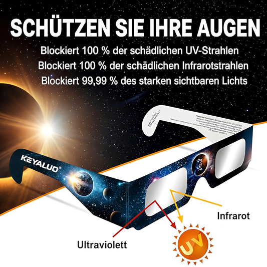 Sonnenfinsternis Brille zur direkten Beobachtung, EN ISO 12312-2:2015(E) & CE-zertifiziert, AAS Zertifizierung 2026 - KroStore