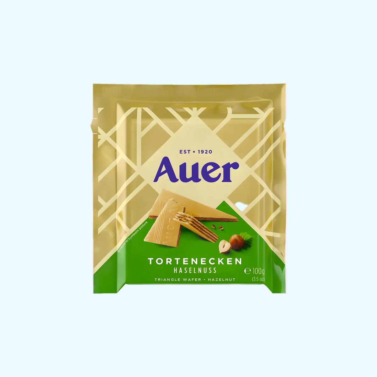 Auer Tortenecken 100g, KroVending e.U., süße Kekse in goldener Verpackung, frisch und knusprig, ideal als Snack.