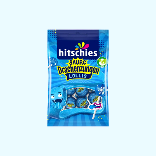 hitschies Saure Drachenzungen Lollis blau 128g - SNACKS24.AT