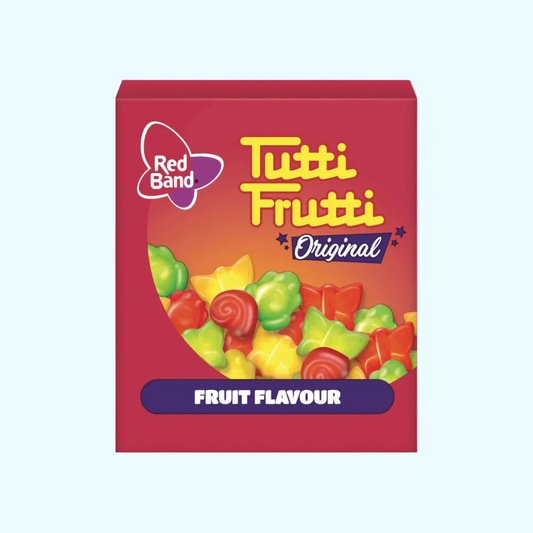 Bunte Red Band Tutti Frutti Fruchtgummi in 15 g Packung, farbenfrohes Snack für unterwegs